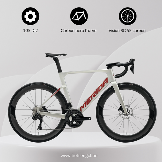 MERIDA Reacto 6000 Di2  - maat M - kleur titan red